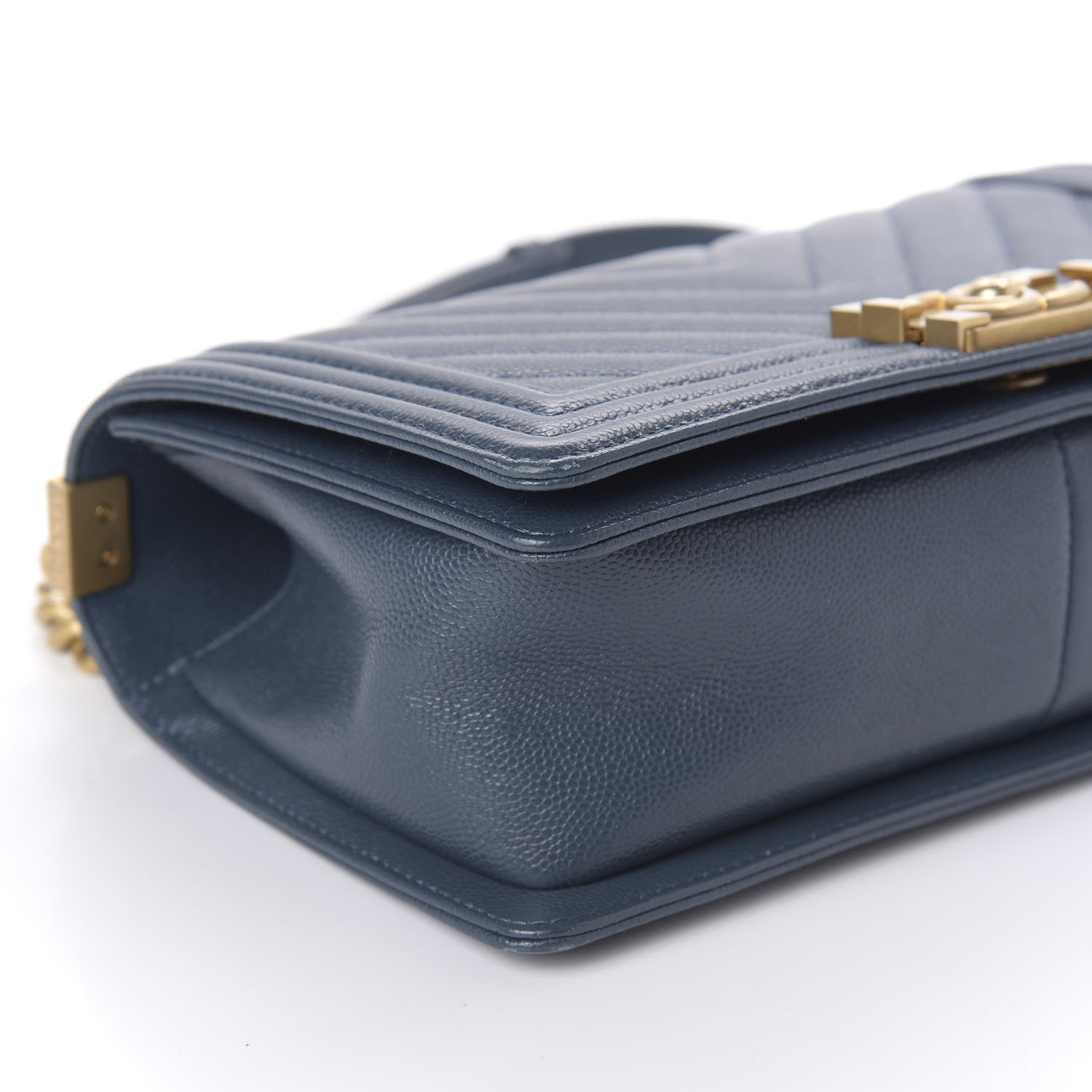 Chanel Caviar Chevron Quilted Medium Boy Flap Blue 6 of 10