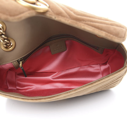 Gucci Velvet Matelasse Small GG Marmont Shoulder Bag Taupe 4 of 10