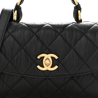 Chanel Crumpled Lambskin Quilted Mini CC Links Top Handle Flap Black 8 of 11