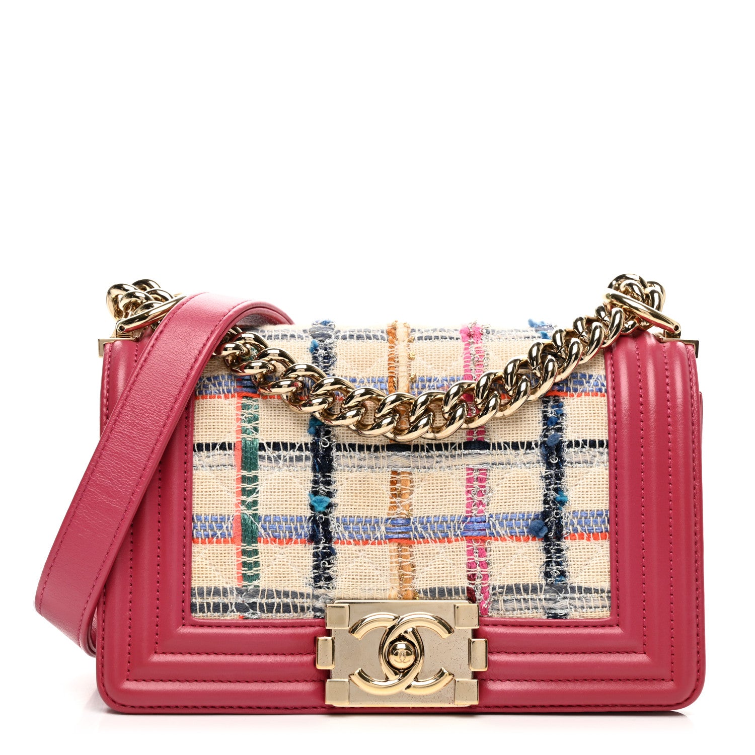 Chanel Lambskin Tweed Quilted Small Boy Flap Dark Pink 1 of 11