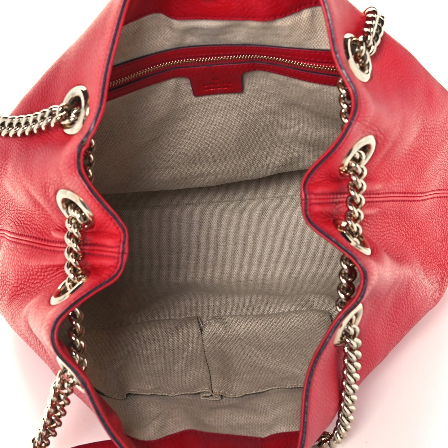 Pebbled Calfskin Medium Soho Chain Shoulder Bag Tabasco Red