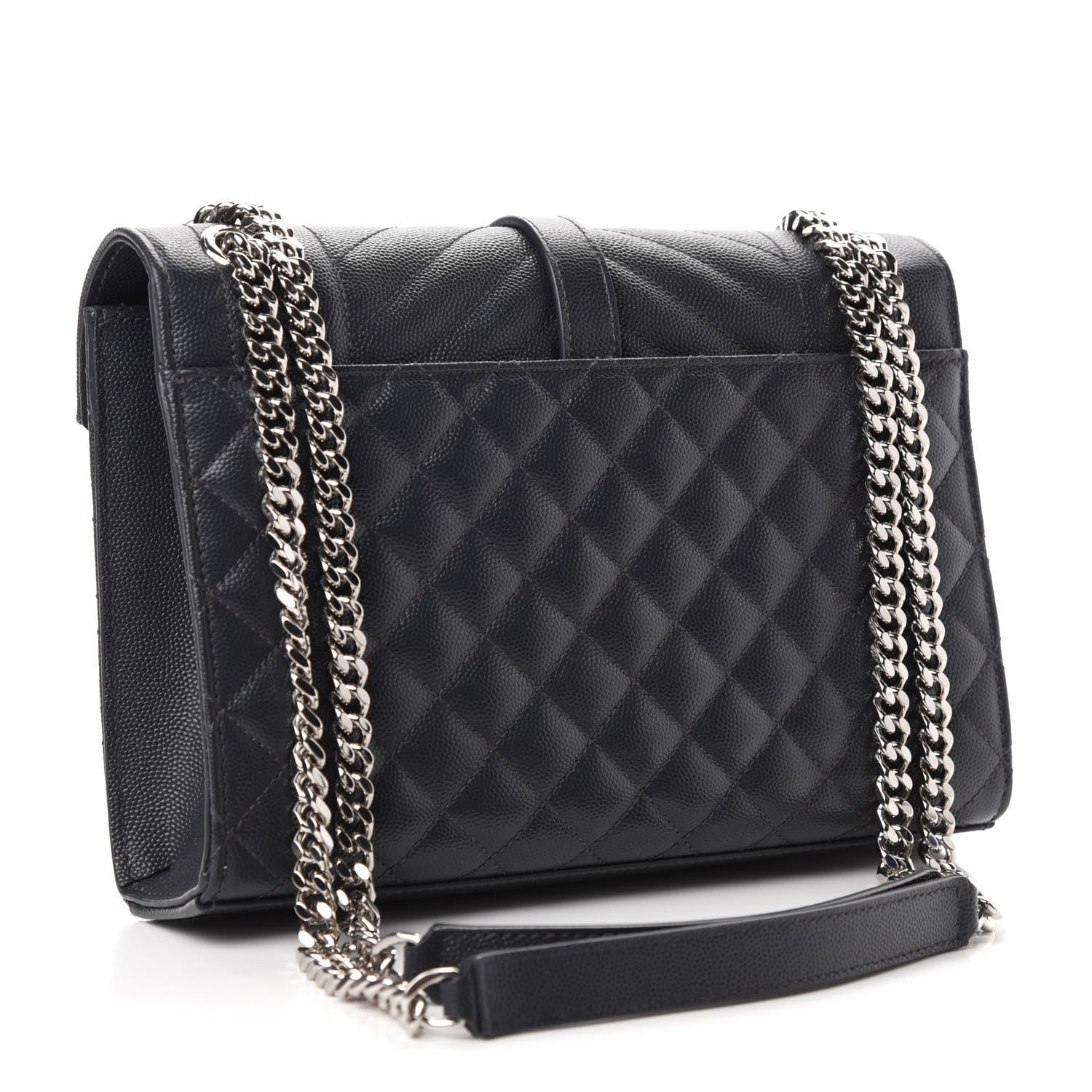 Saint Laurent Grain De Poudre Textured Mixed Matelasse Triquilt Medium Monogram Satchel Deep Marine 3 of 11
