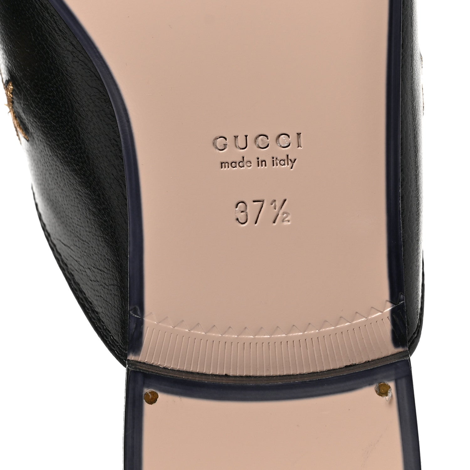 Gucci Goatskin Bee Star Embroidered Womens Princetown Slippers 37.5 Black 6 of 8
