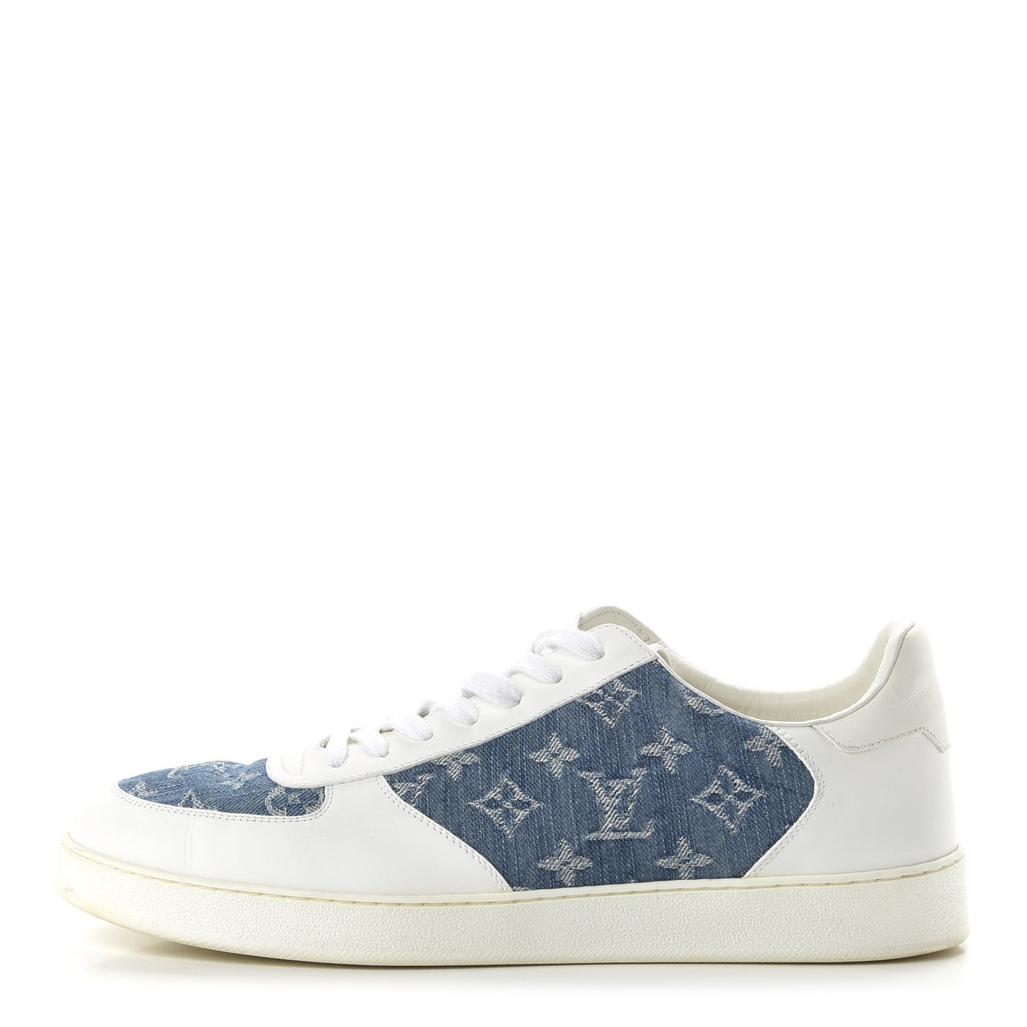 Calfskin Monogram Denim Rivoli Sneakers 11 White
