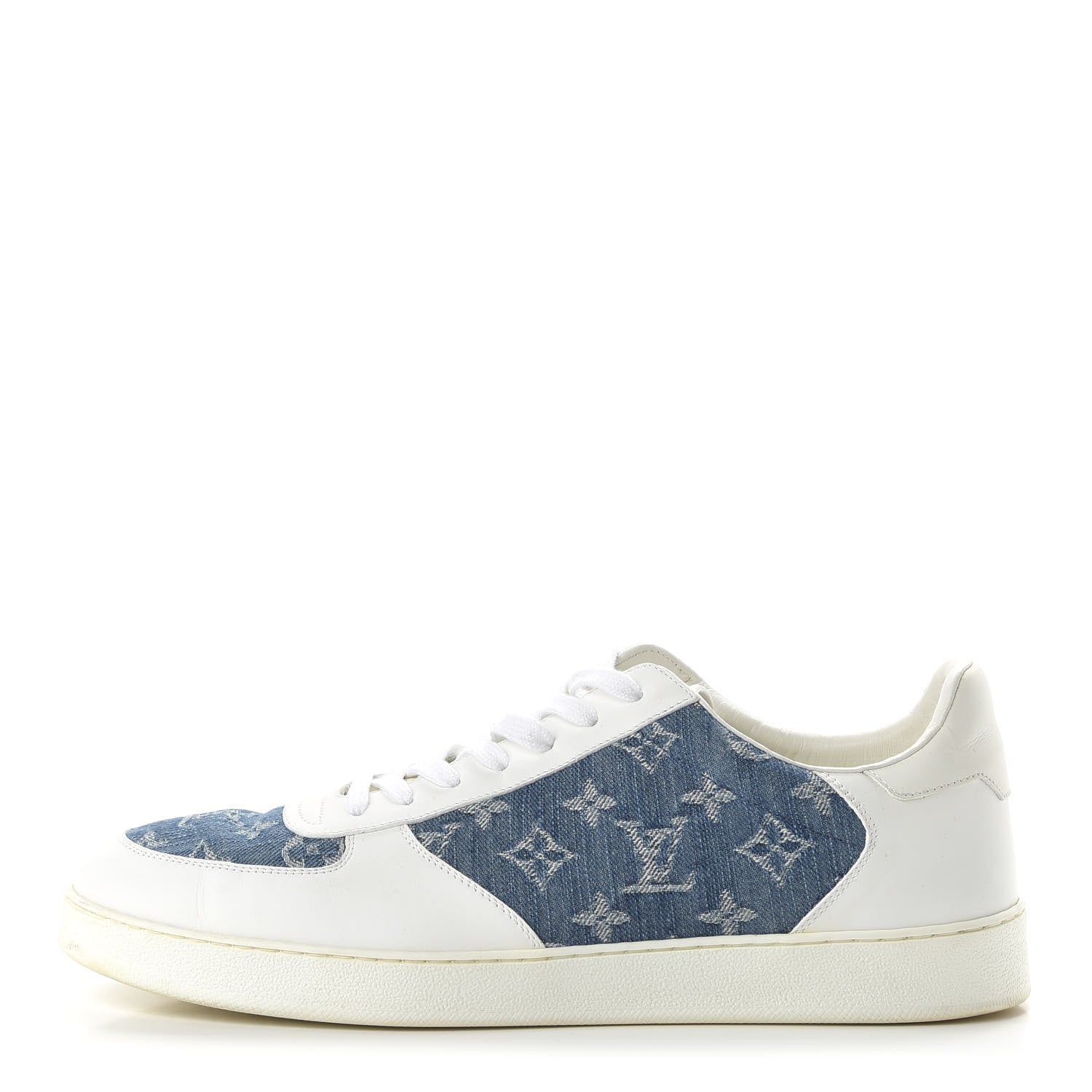 Louis Vuitton Calfskin Monogram Denim Rivoli Sneakers 11 White 1 of 8