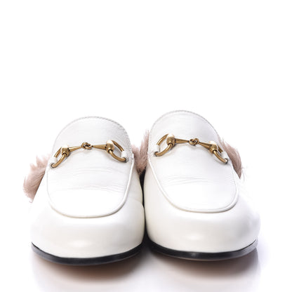 Gucci Malaga Kid Fur Womens Princetown Slippers 36 Dusty White Naturale 2 of 8