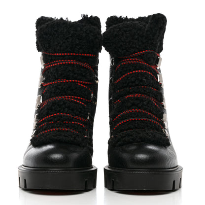 Christian Louboutin Grained Calfskin Shearling Edelvizir 70 Ankle Boots 37 Black 2 of 7