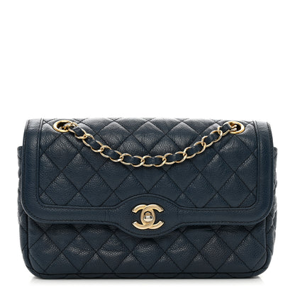 Chanel Crumpled Grained Calfskin Small Two Tone Flap Navy 1 of 10