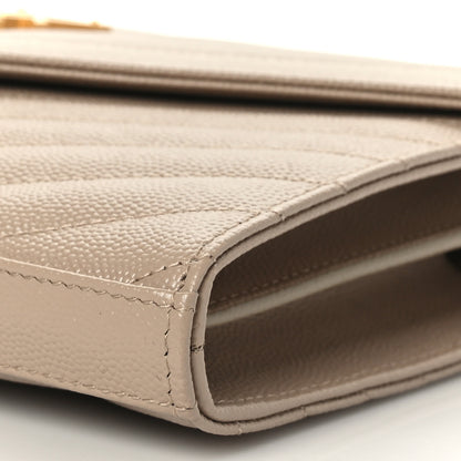 Saint Laurent Grain De Poudre Matelasse Chevron Chain Wallet Dark Beige 9 of 9