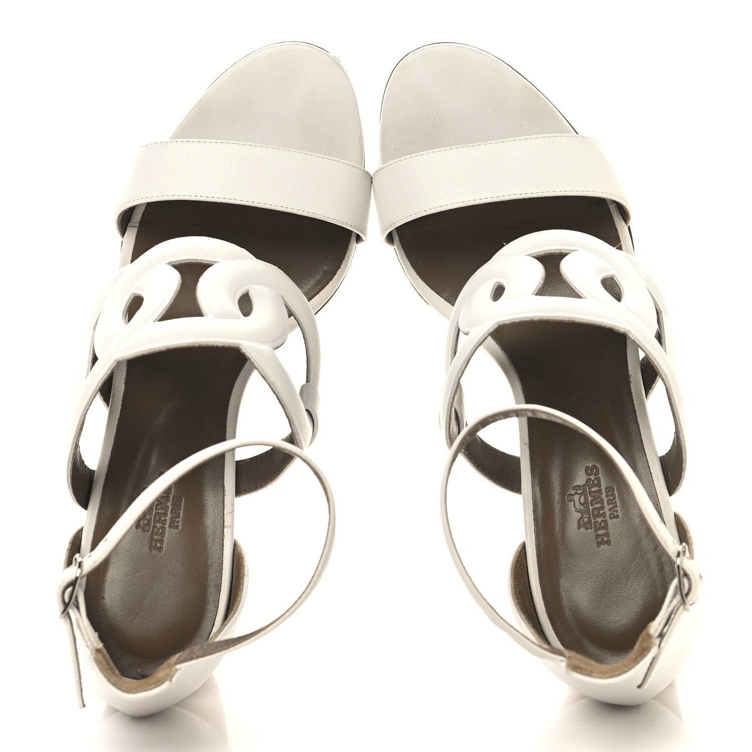 Hermes Nappa Brisbane Wedge Sandals 39.5 White 2 of 13