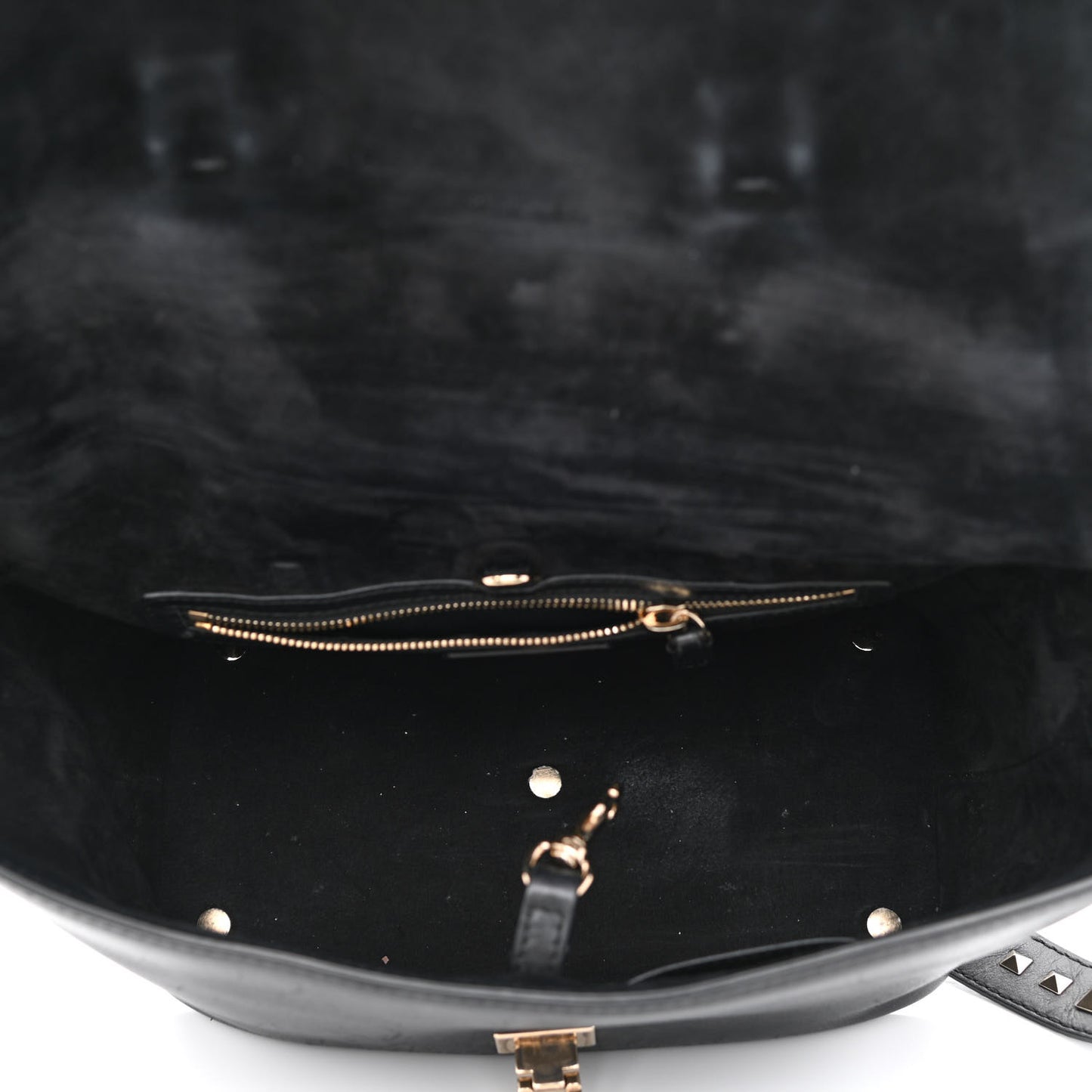 Calfskin Small Rockstud Demilune Double Handle Satchel Black