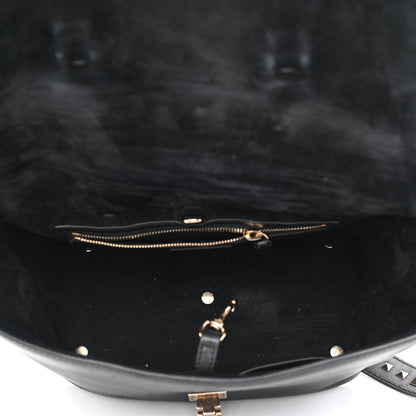 Valentino Garavani Calfskin Small Rockstud Demilune Double Handle Satchel Black 5 of 14