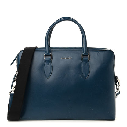Burberry Textured Calfskin Barrow Briefcase Blue 1 of 11