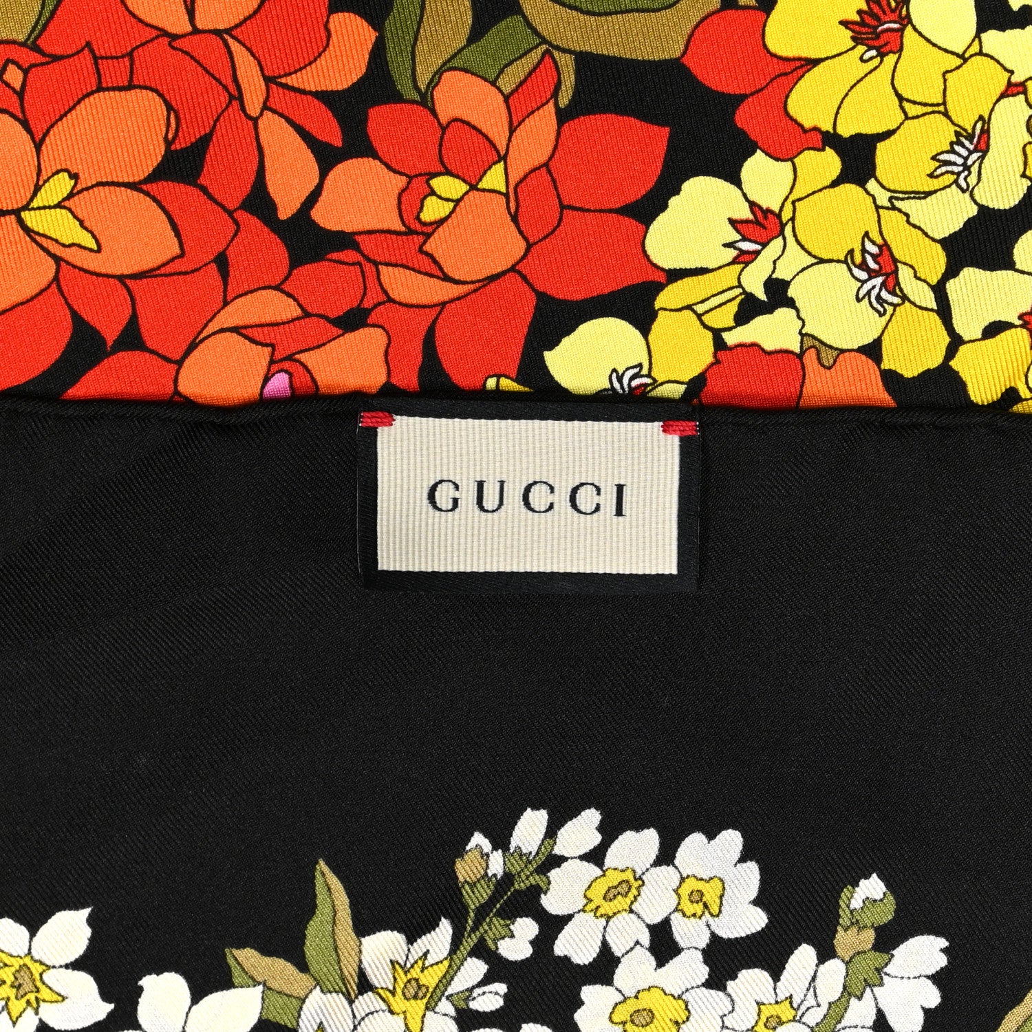 Gucci Silk Degrade Floral Square Scarf Black Multicolor 5 of 5