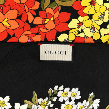 Gucci Silk Degrade Floral Square Scarf Black Multicolor 5 of 5