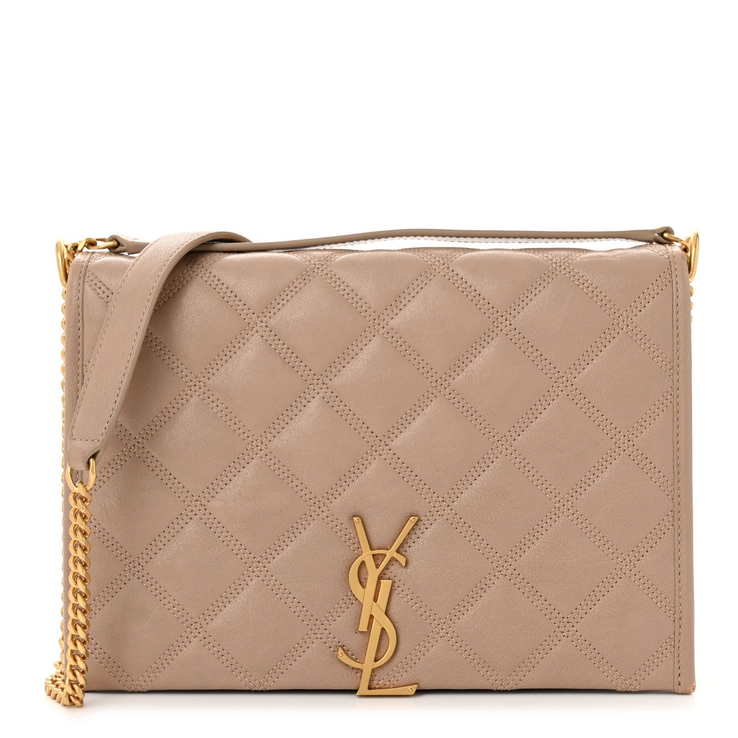 Saint Laurent Lambskin Quilted Mini Becky Chain Bag Gold Sand 1 of 13