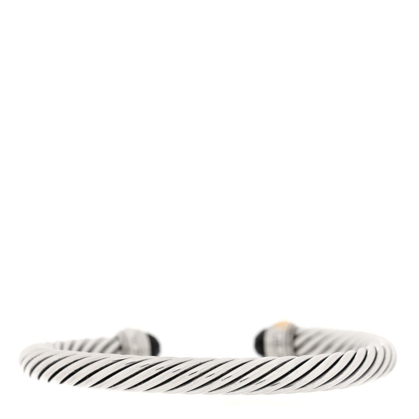 Sterling Silver 14K Yellow Gold Black Onyx 7mm Cable Classics Bracelet