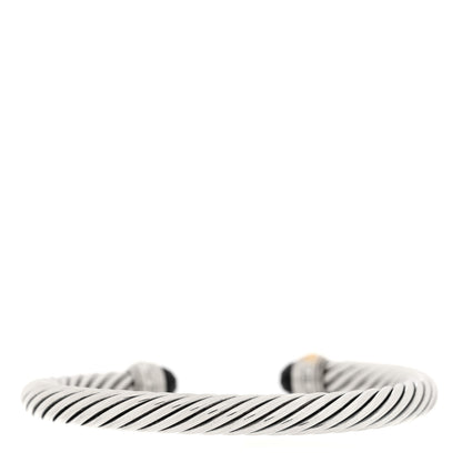 David Yurman Sterling Silver 14K Yellow Gold Black Onyx 7mm Cable Classics Bracelet 2 of 3