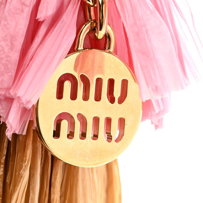 Miu Miu Raffia Bag Charm Brown Pink 3 of 4