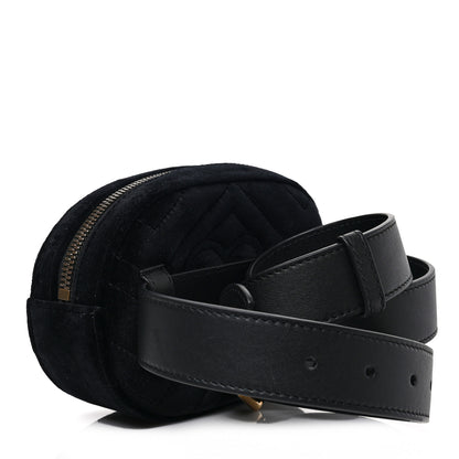 Gucci Velvet Matelasse GG Marmont Belt Bag 85 34 Black 3 of 9