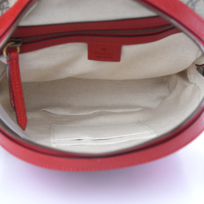 Gucci GG Supreme Monogram Web Bosco Patch Dome Backpack Beige Malva Hibiscus Red 5 of 9