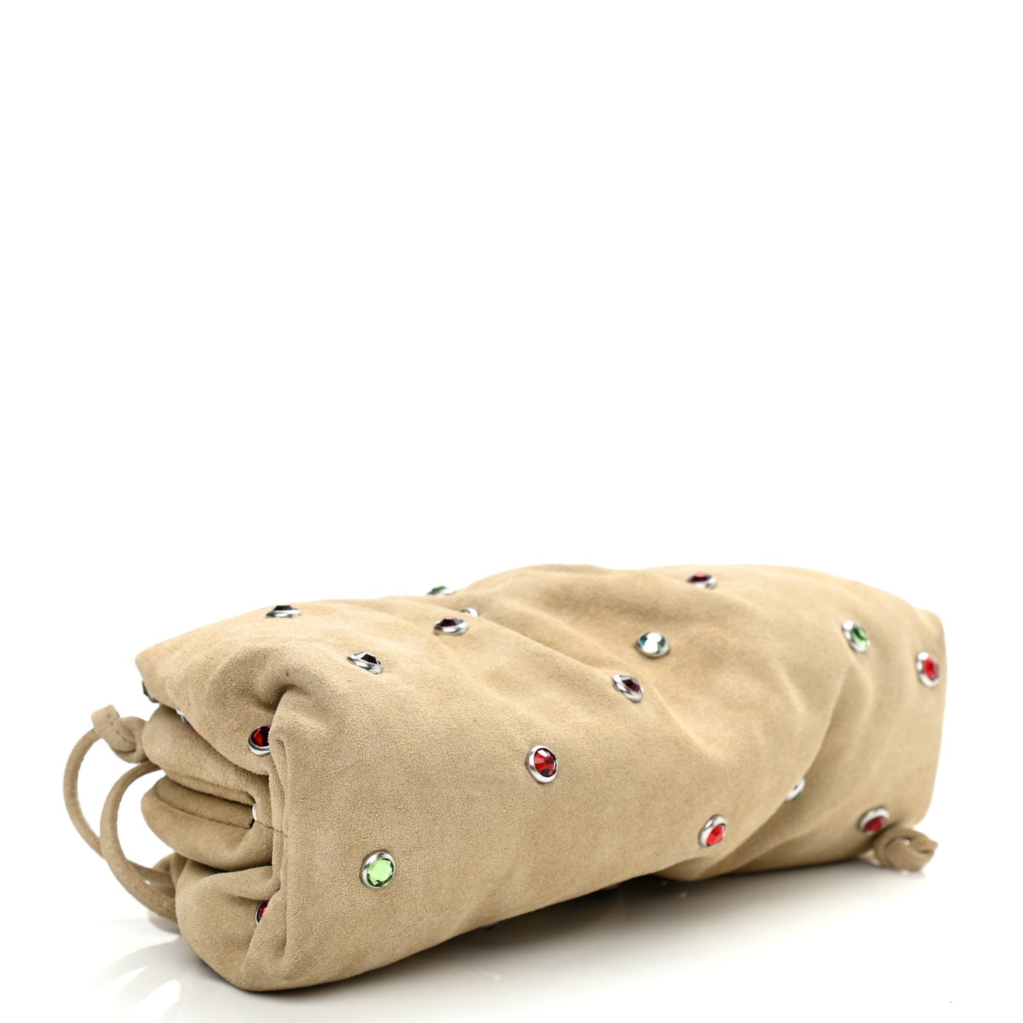 Suede Crystal Embellished The Mini Pouch Brown