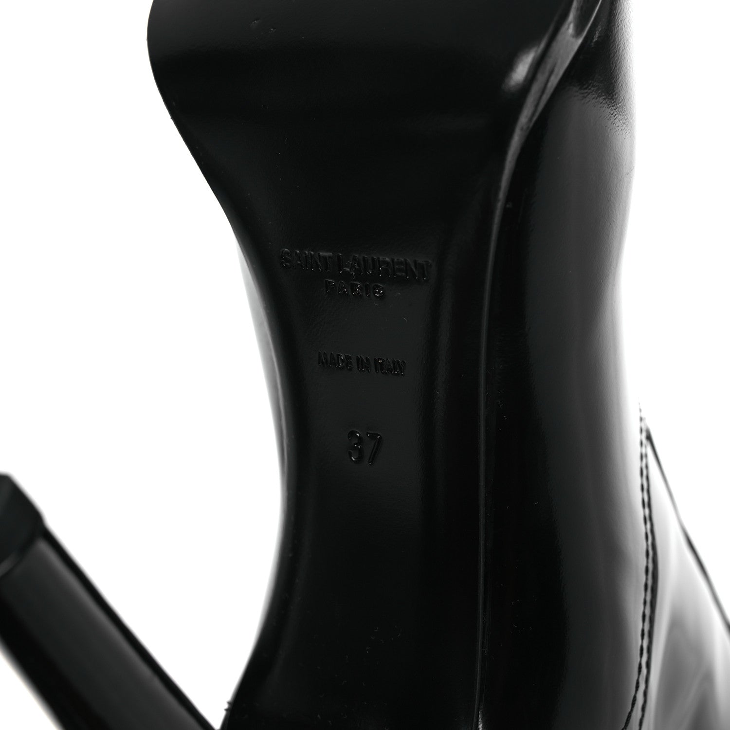 Saint Laurent Patent Calfskin Diane 100 Boots 37 Black 8 of 13