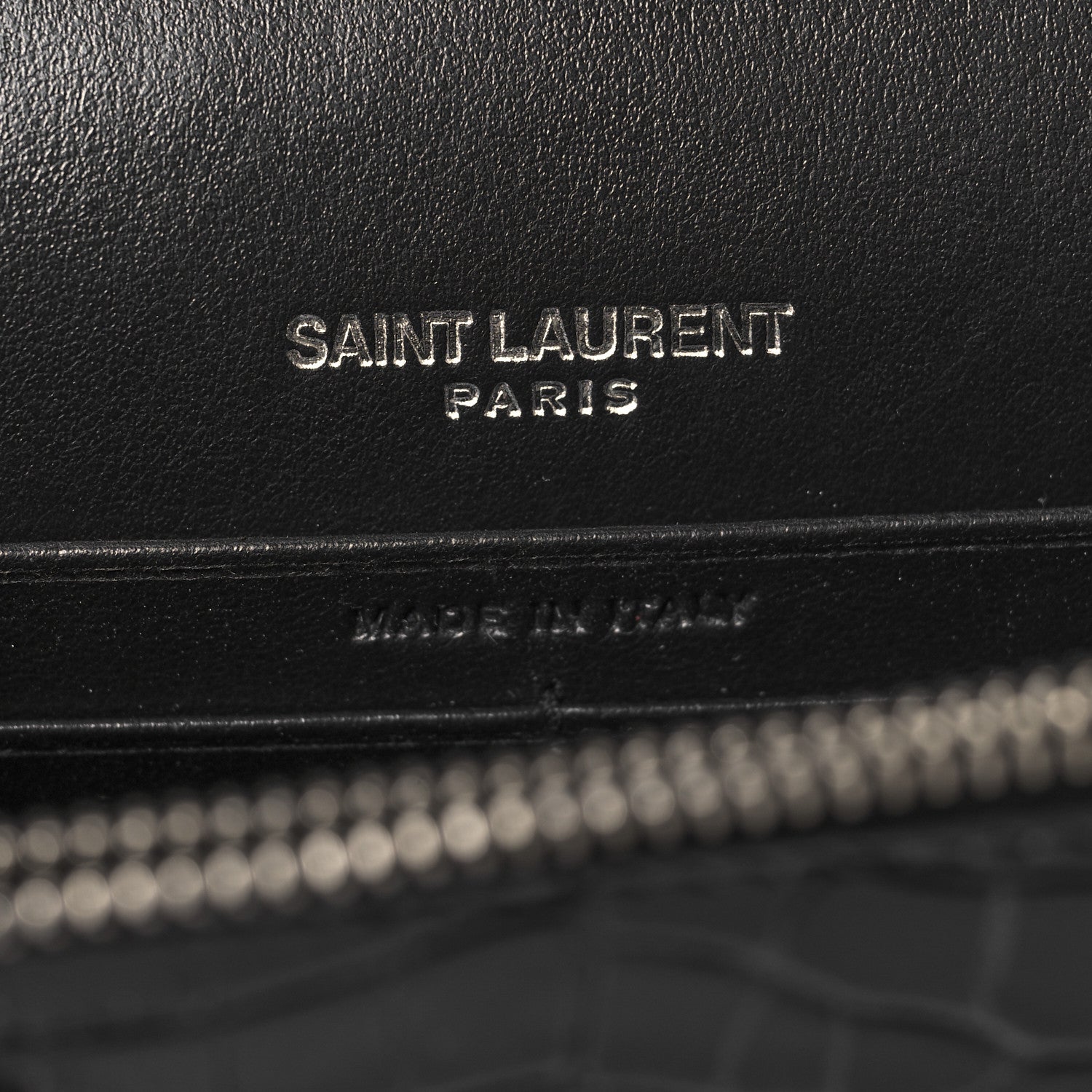 Saint Laurent Calfskin Crocodile Embossed Small Classic Monogram Kate Tassel Satchel Black 6 of 9