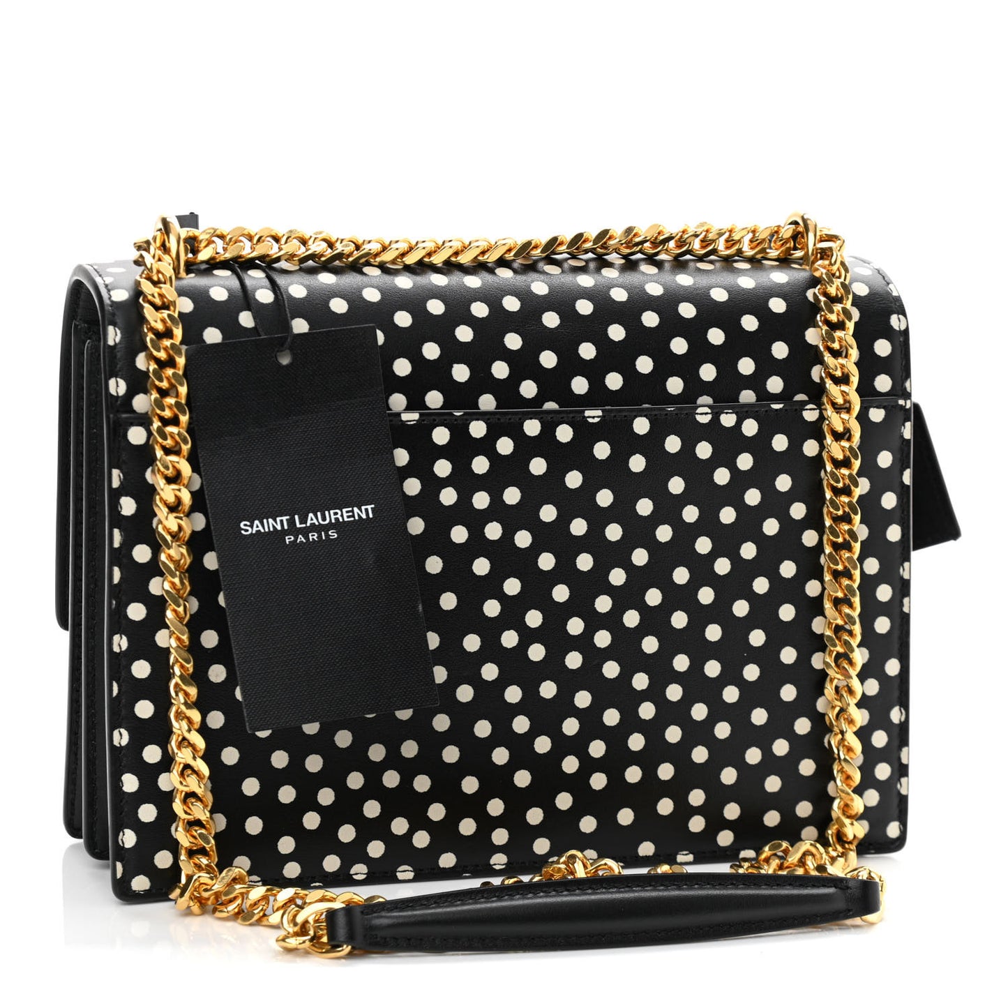 Calfskin Polka Dot Medium Monogram Sunset Black White