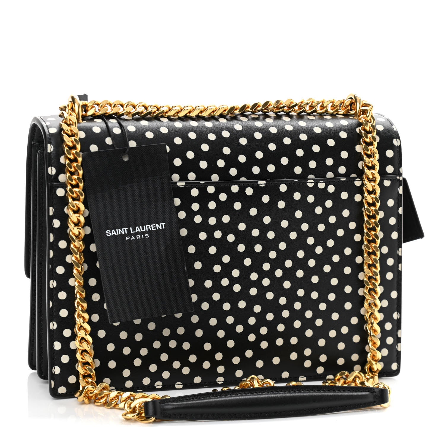 Saint Laurent Calfskin Polka Dot Medium Monogram Sunset Black White 3 of 11