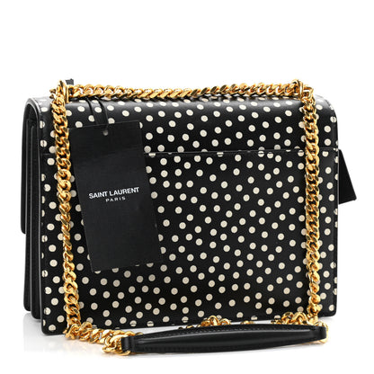 Saint Laurent Calfskin Polka Dot Medium Monogram Sunset Black White 3 of 11