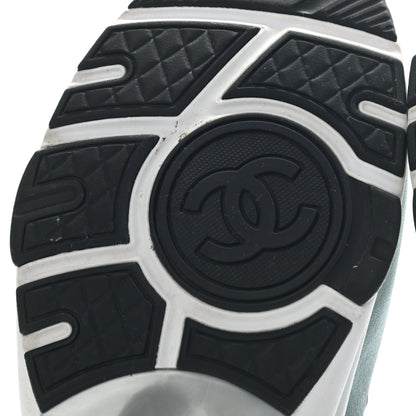 Chanel Suede Calfskin CC Sneakers 39 Blue Grey White 6 of 8
