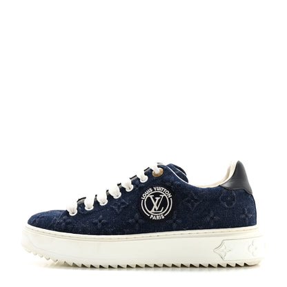 Louis Vuitton Denim Monogram Debossed Time Out Sneakers 38 Blue 1 of 15