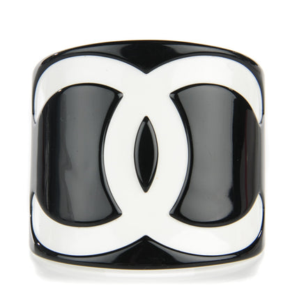Chanel Resin CC Wide Cuff Black White 1 of 4