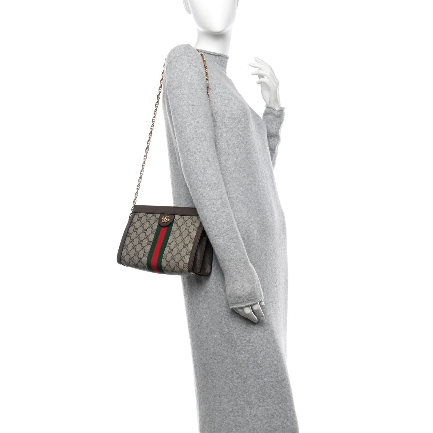 Gucci GG Supreme Monogram Web Medium Ophidia Chain Shoulder Bag Brown 2 of 10