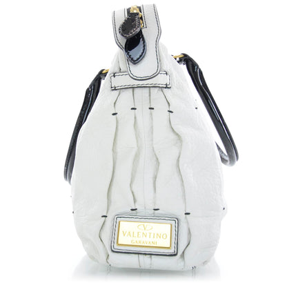 Valentino Garavani Leather Pleated Maizeon Tote Black and White 4 of 9