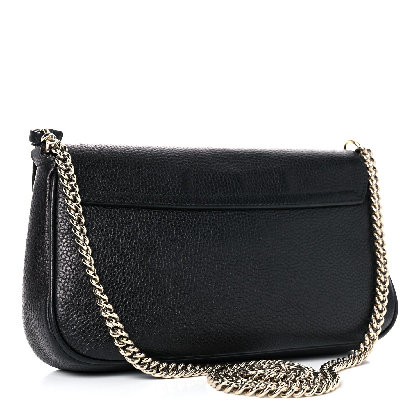 Pebbled Calfskin Medium Soho Flap Crossbody Black