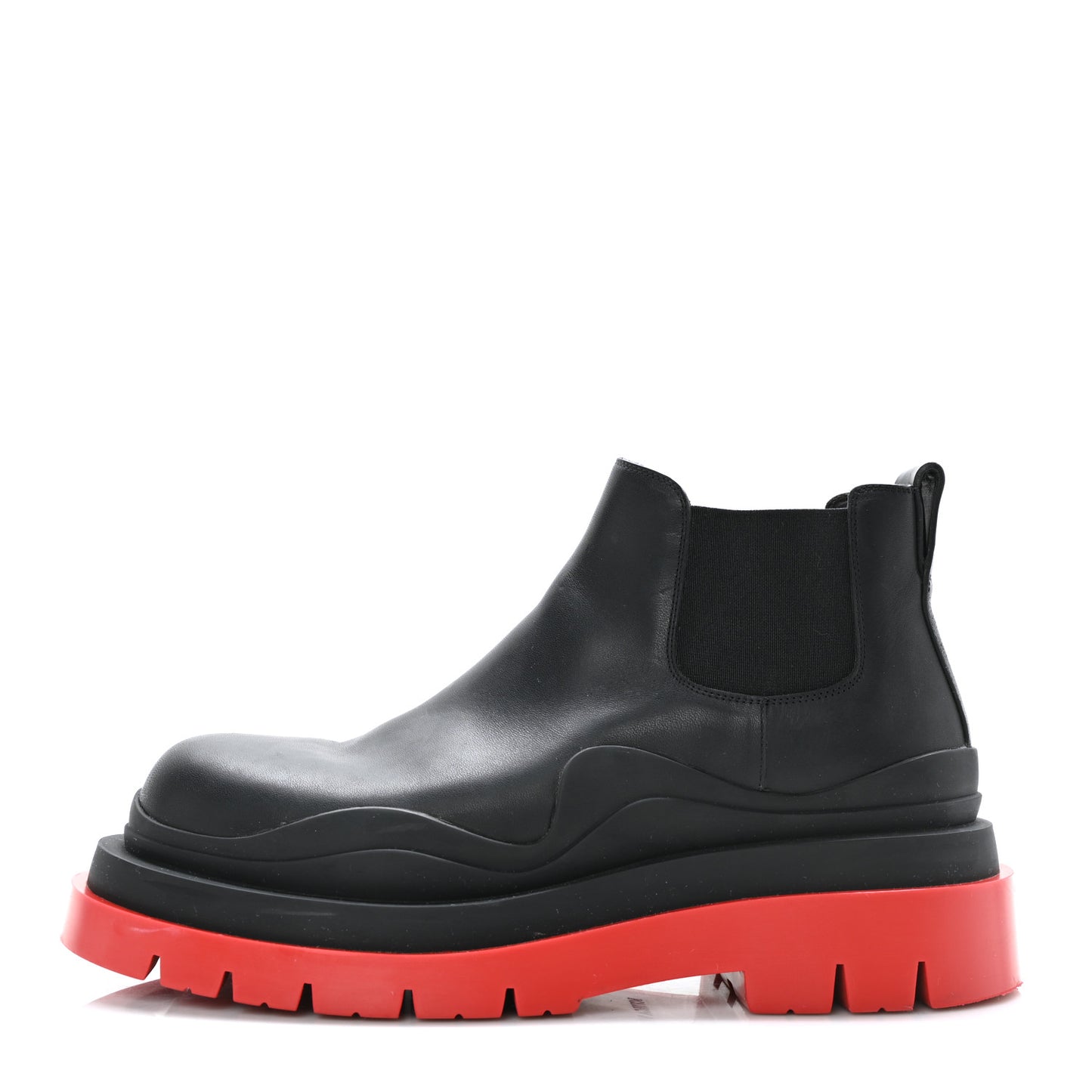 Calfskin Mens The Tire Cropped Chelsea Boots 40 Black Bright Red