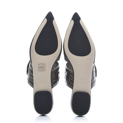 Fendi Vitello FF Embossed Buckle Flat Mules 37.5 Wood 5 of 8