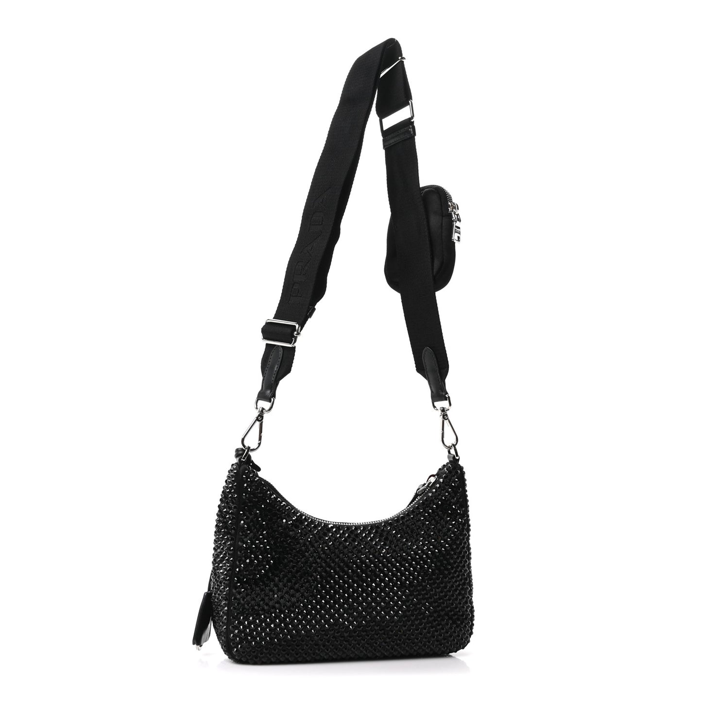 Satin Crystal Re-Edition 2005 Shoulder Bag Black
