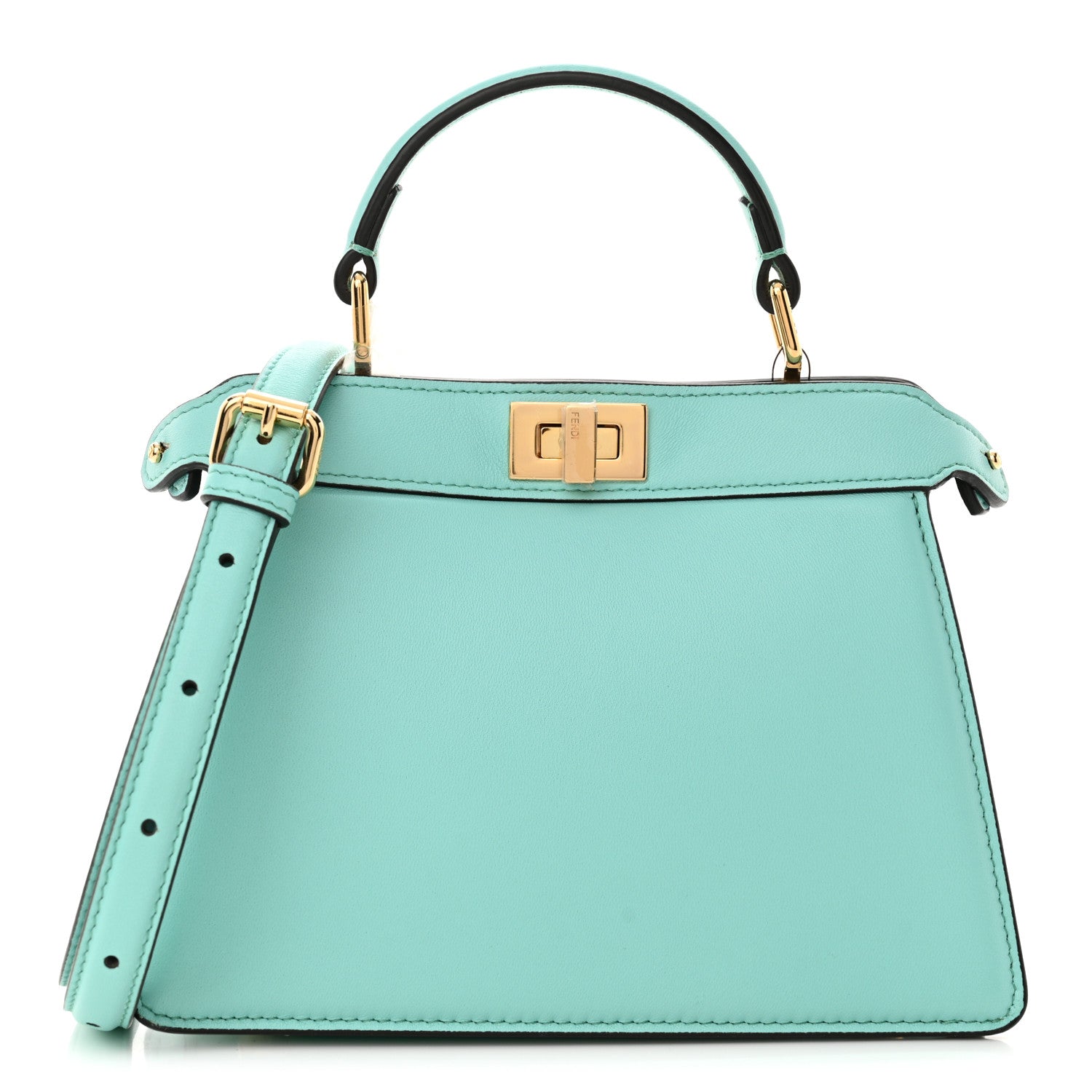 Fendi Shiny Nappa Petite Peekaboo I SEE U Satchel Spring Turquoise 1 of 11