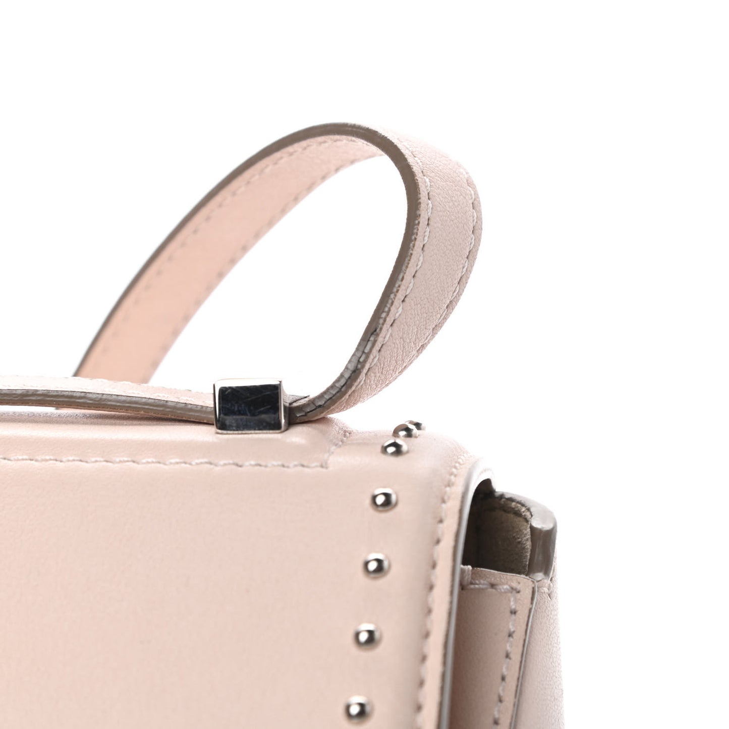 Calfskin Studded Mini Pandora Box Crossbody Bag Nude Pink