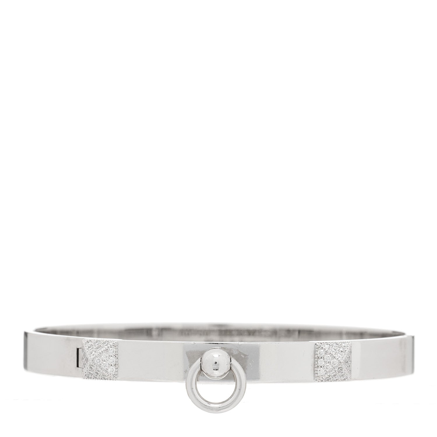 Hermes 18K White Gold Diamond PM Collier De Chien Bracelet SH 1 of 4