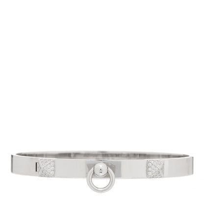 Hermes 18K White Gold Diamond PM Collier De Chien Bracelet SH 1 of 4