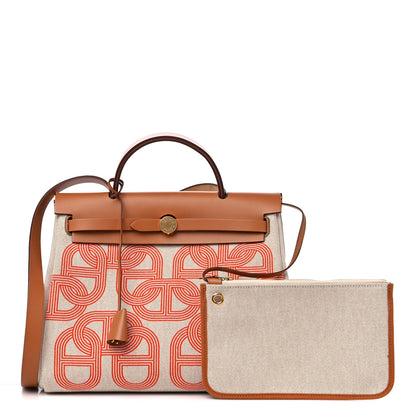 Hermes H Plume Canvas Vache Hunter Circuit 24 Herbag Zip Retourne 31 Orange Mecano Ecru Beige Naturel 1 of 10