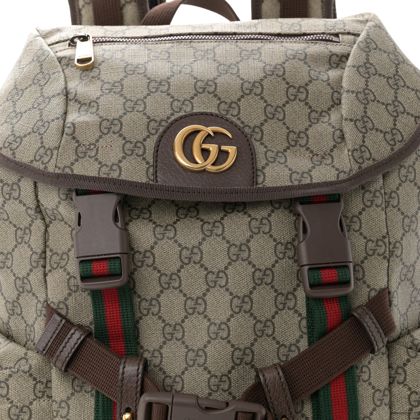 GG Supreme Monogram Web Skateboard Backpack Brown