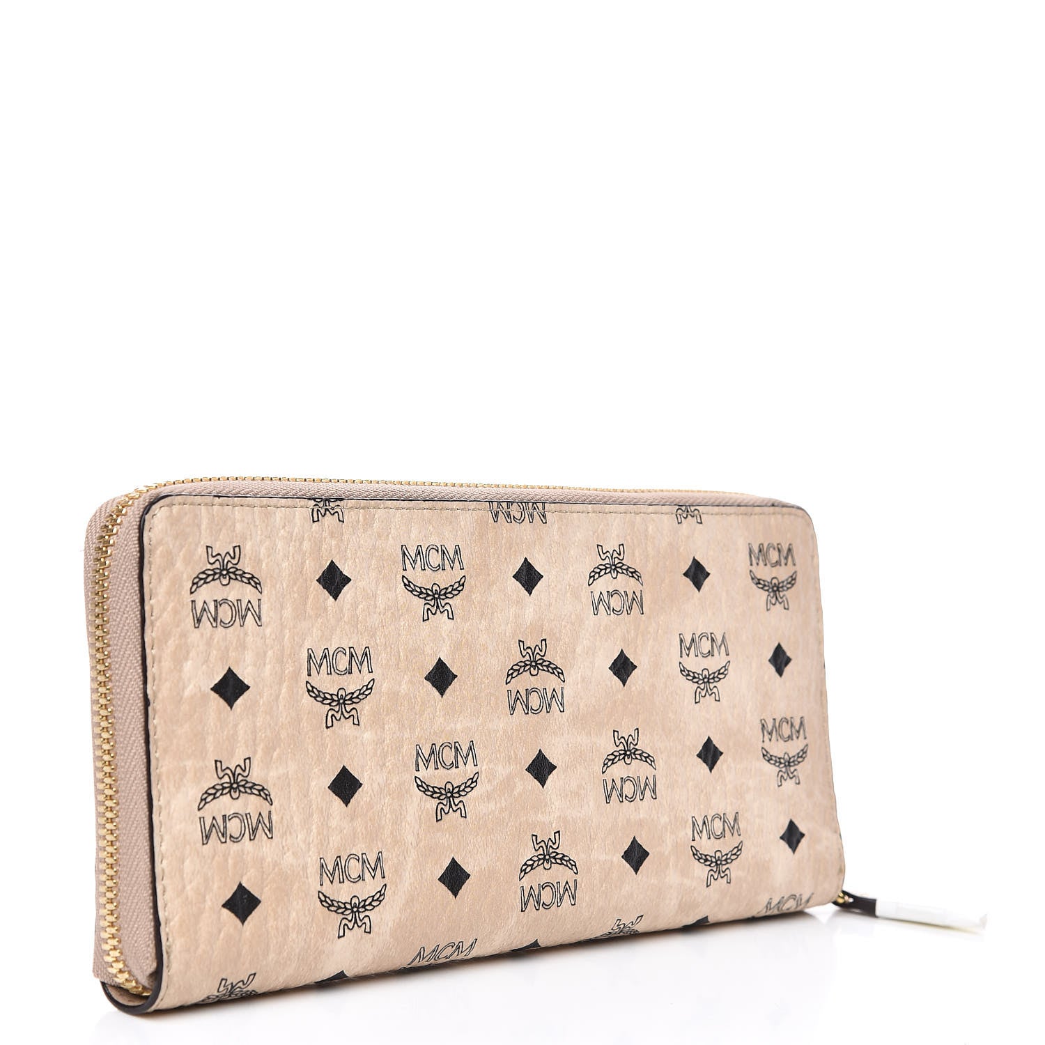MCM Visetos Large Zip Around Wallet Beige 3 of 9