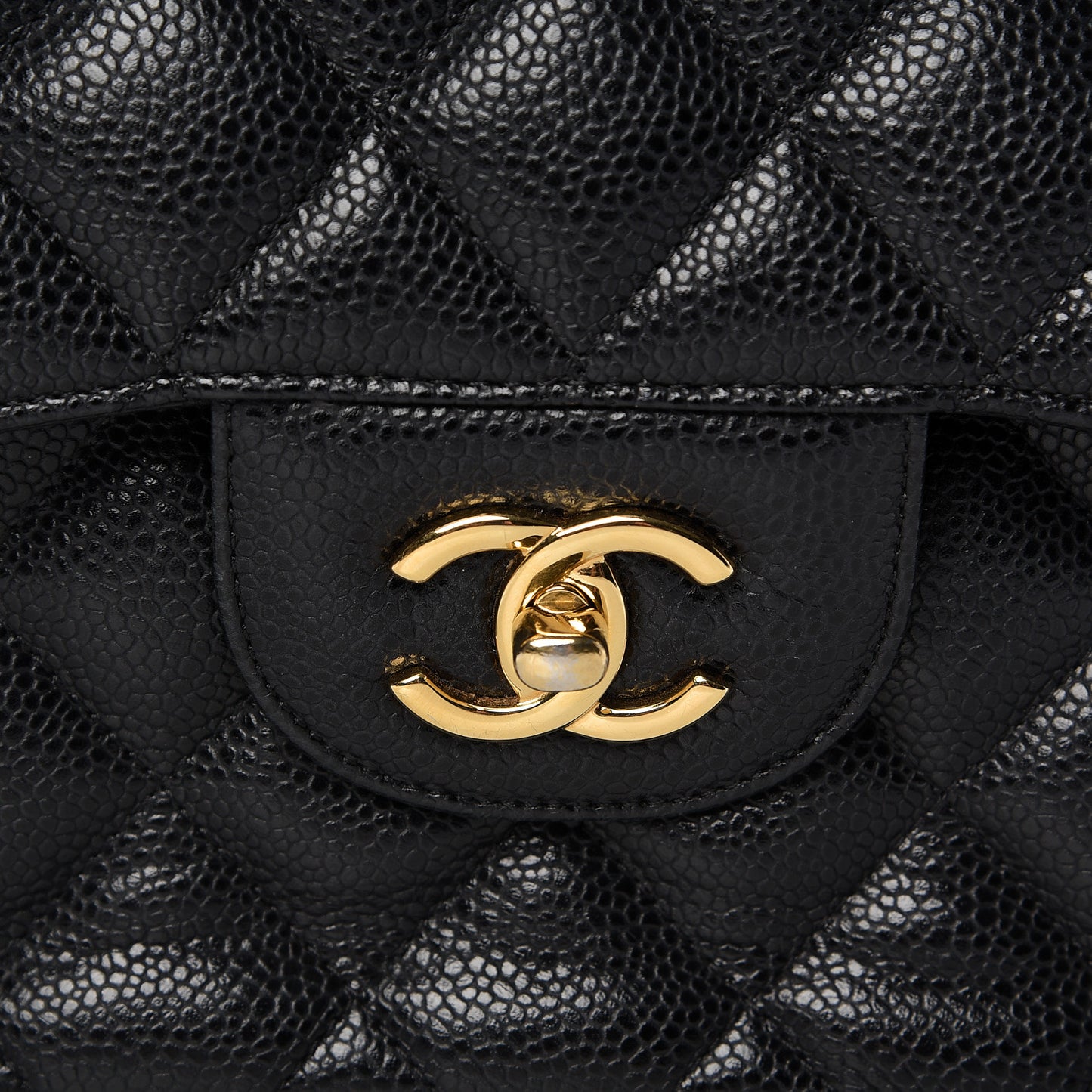 Caviar Quilted Jumbo Double Flap Black