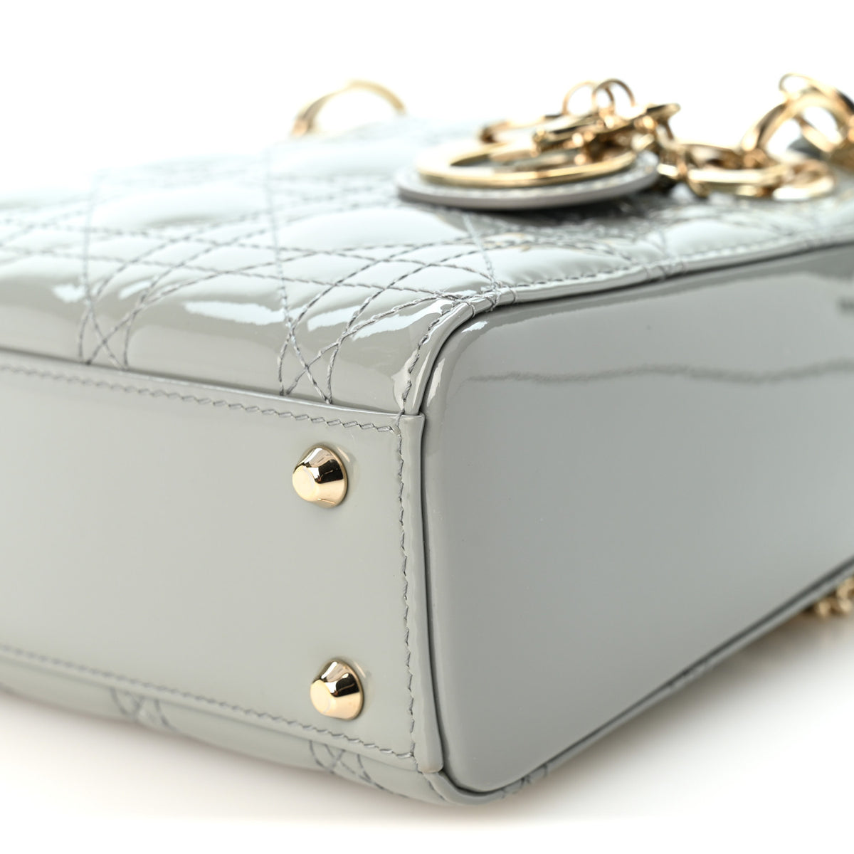 Christian Dior Patent Cannage Mini Lady Dior Grey Stone 10 of 10