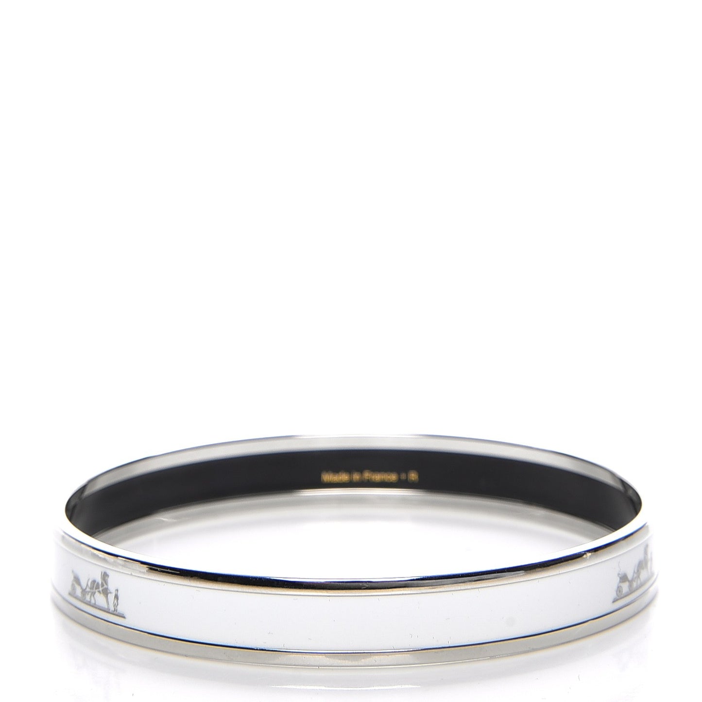 Enamel Printed Narrow Caleche Bracelet 65 White